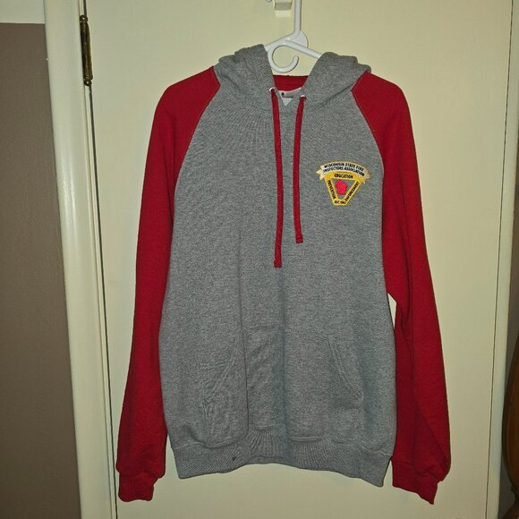 Jerzees NuBlend sweatshirt Firefighter Inspector Wisconsin Red/Grey Large Hoodie - Picture 1 of 16